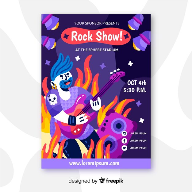 Cartaz desenhado de mão para show de rock