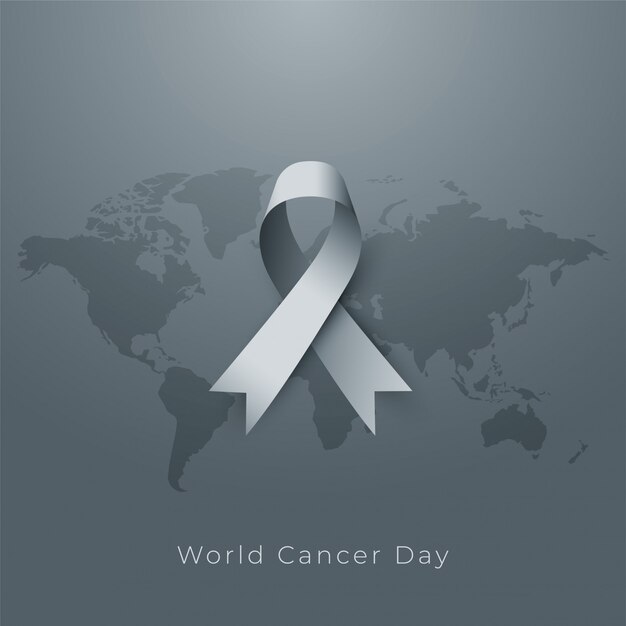 Cartaz do dia mundial do câncer em tom cinza