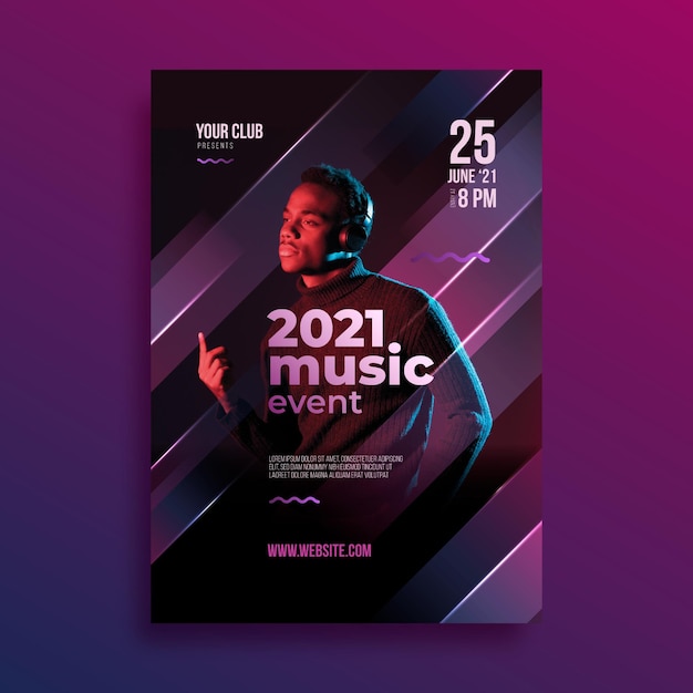 Cartaz do evento de música 2021 com foto