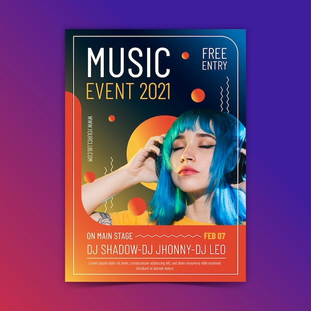 Vetor grátis cartaz do evento de música 2021