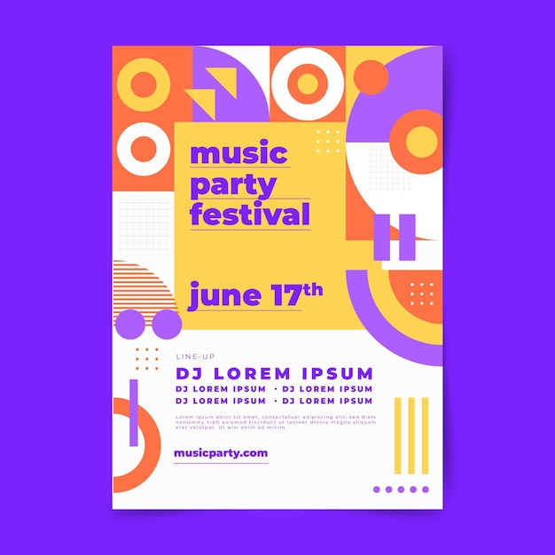 Vetor grátis cartaz do festival de música abstrata de design plano