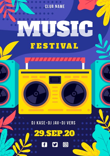 Cartaz do festival de música com rádio