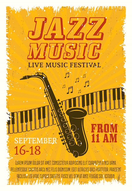Vetor grátis cartaz do festival de música jazz