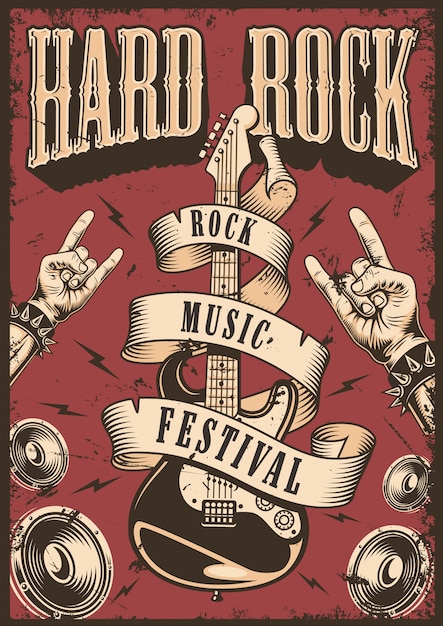 Vetor grátis cartaz do rock and roll