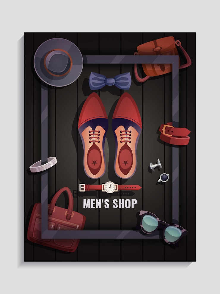 Vetor grátis cartaz dos acessórios dos homens