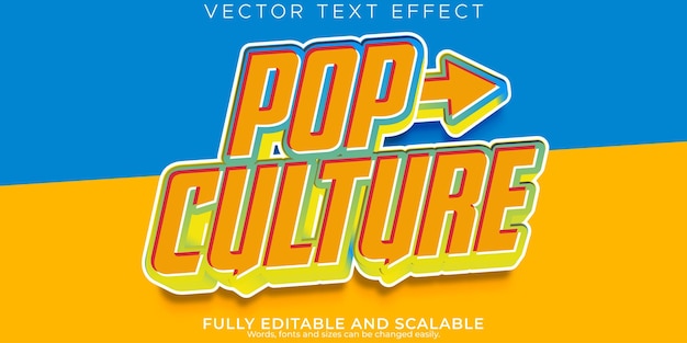 Vetor grátis cartaz editável de efeito de texto de cultura pop e estilo de texto moderno