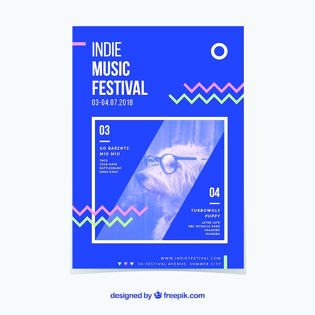 Cartaz festival de música com instrumentos em estilo simples