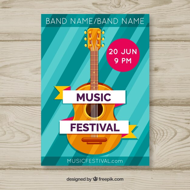 Cartaz festival de música com instrumentos em estilo simples