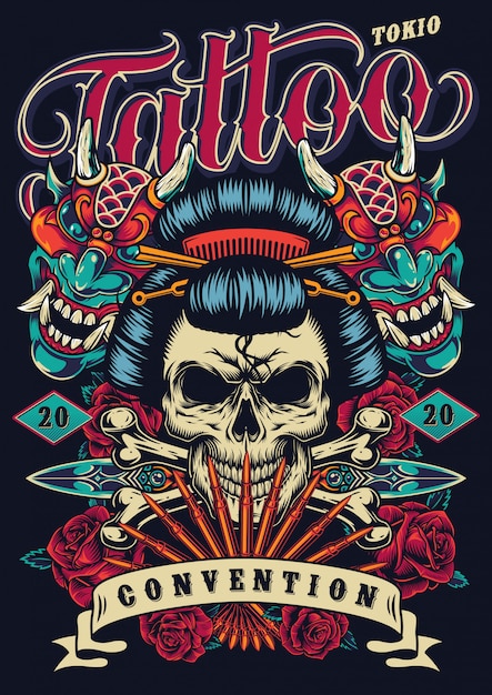 Cartaz festival de tatuagem vintage