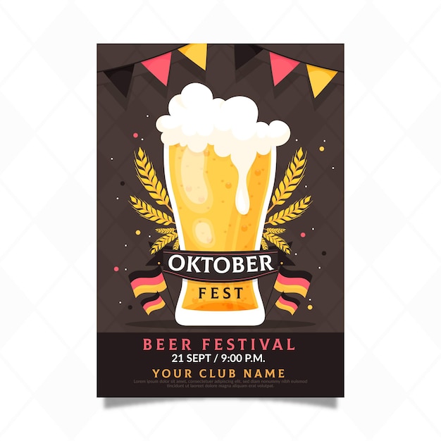 Vetor grátis cartaz festival oktoberfest plana