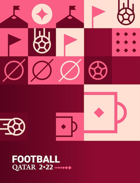 Cartaz geométrico futebol doha qatar 2022 fundo de modelo de folheto web de futebol criativo