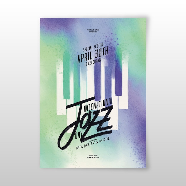 Cartaz internacional do dia do jazz em aquarela