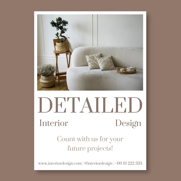 Vetor grátis cartaz minimalista de design de interiores detalhado