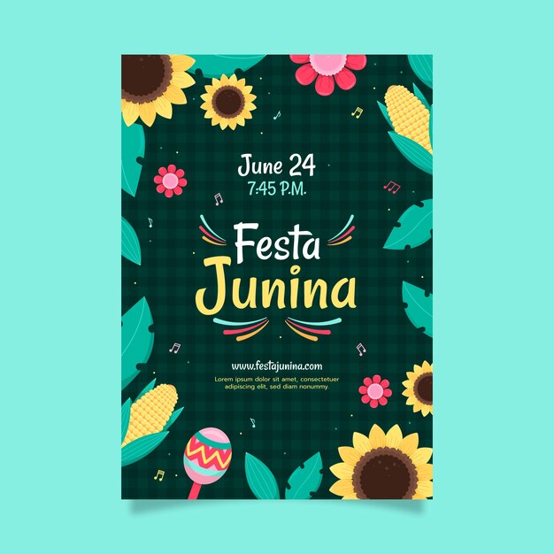 Cartaz ou panfleto de festas juninas planas