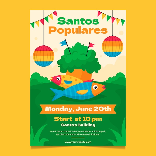 Cartaz ou panfleto desenhado à mão de santos populares