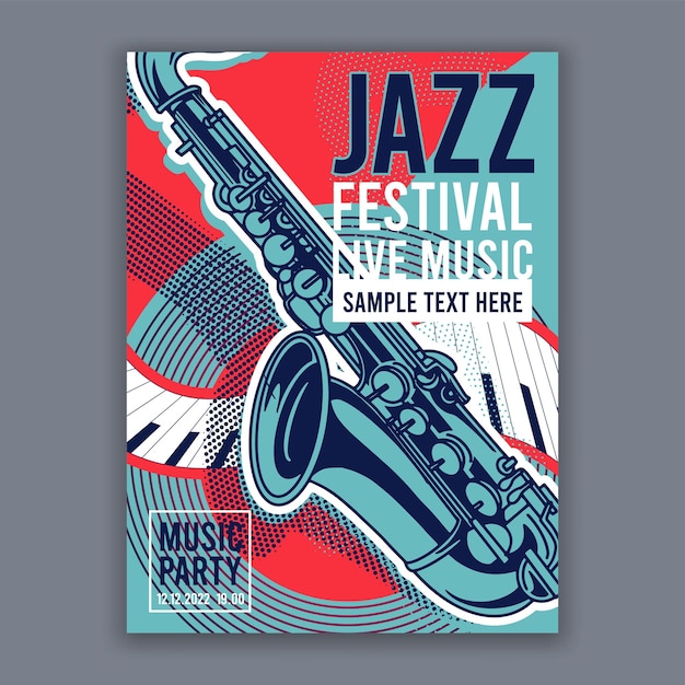 Vetor grátis cartaz para o panfleto de banner moderno jazz creative para concertos de música e ilustração vetorial de festivais