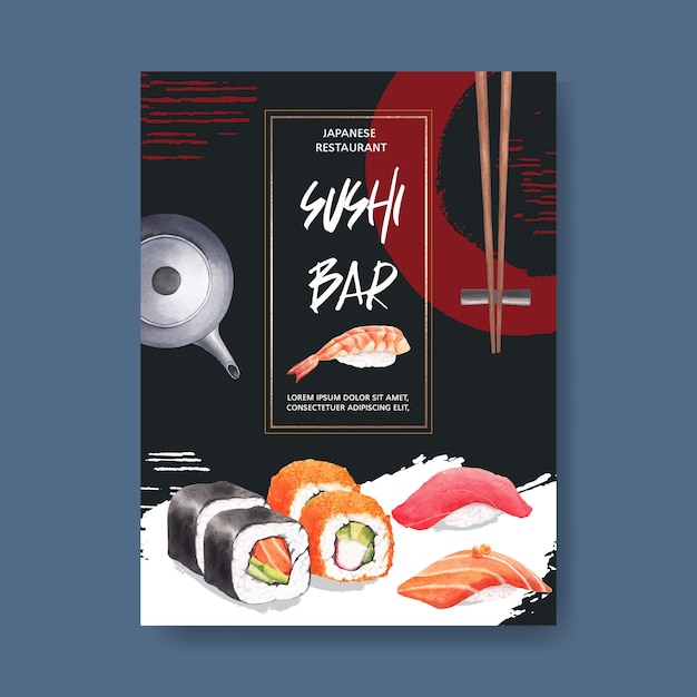 Vetor grátis cartaz para o restaurante de sushi
