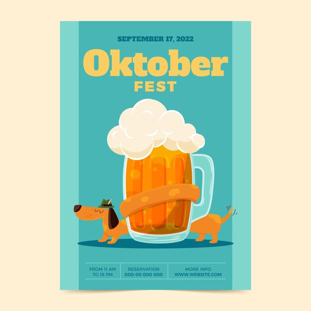 Cartaz plano desenhado à mão da Oktoberfest