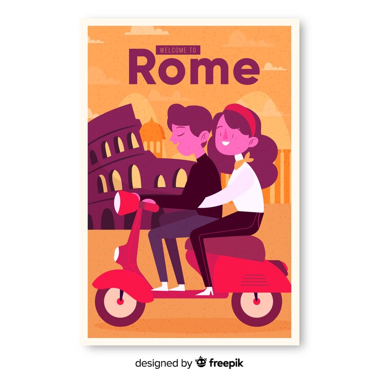 Vetor grátis cartaz promocional retrô do modelo de roma