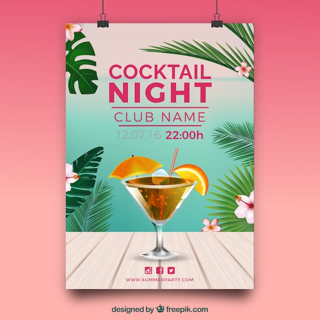 Cartaz tropical do cocktail