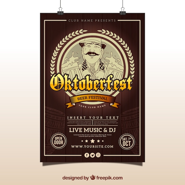 Vetor grátis cartaz vintage de mais oktoberfest