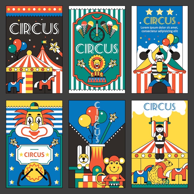 Vetor grátis cartazes retro do circo