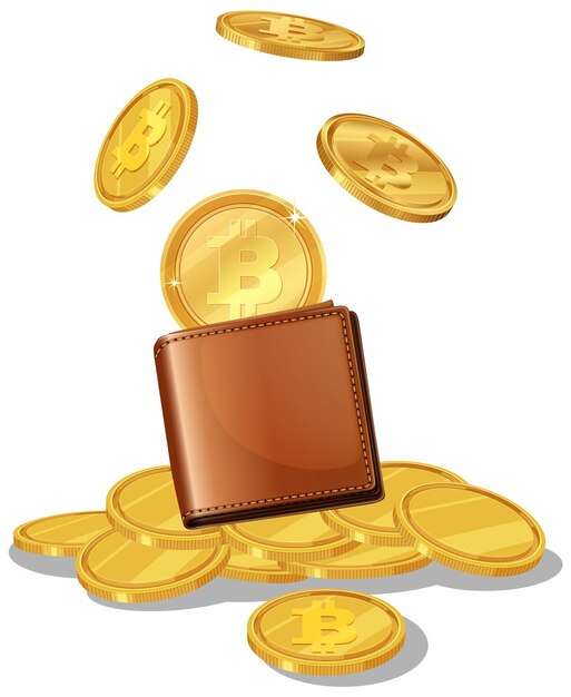 Carteira digital com moedas de Bitcoin