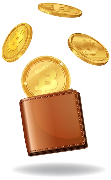 Carteira digital com moedas de Bitcoin