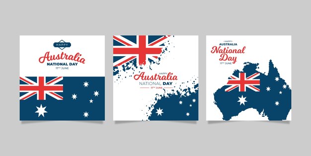 Cartões comemorativos com dia da Austrália