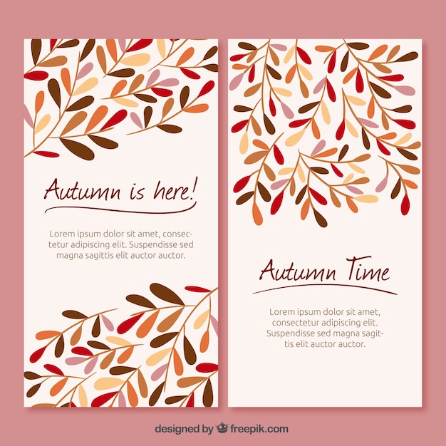 Vetor grátis cartões de folhas de outono bonitas
