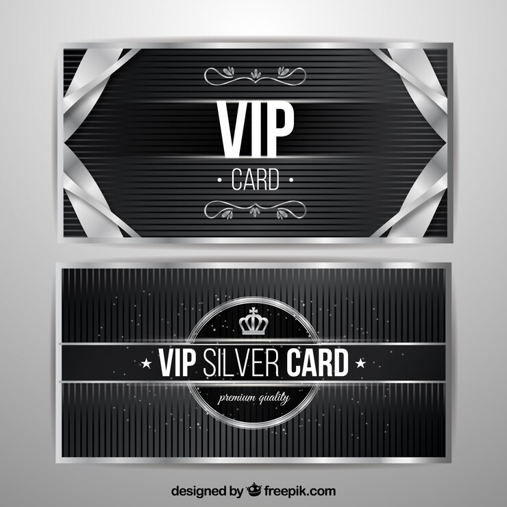 Vetor grátis cartões de prata vip com elementos vintage