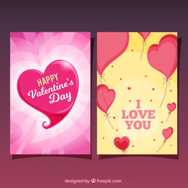 Vetor grátis cartões do dia dos namorados decorativa com corações