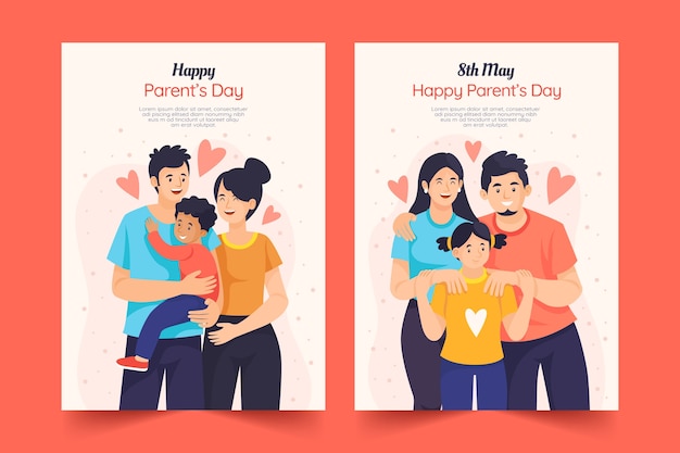 Cartões planos definidos para a celebração do dia dos pais coreano