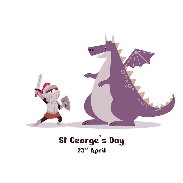 Cartoon st. ilustração do dia de george com dragão e cavaleiro