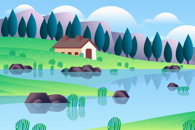 Casa aconchegante no meio da natureza paisagem da primavera