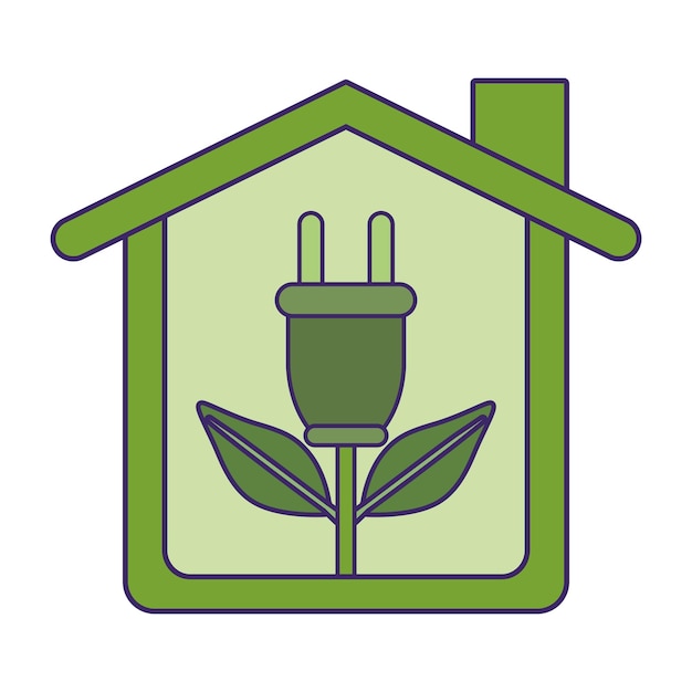 Vetor grátis casa com ícone de plugue de energia ecológica