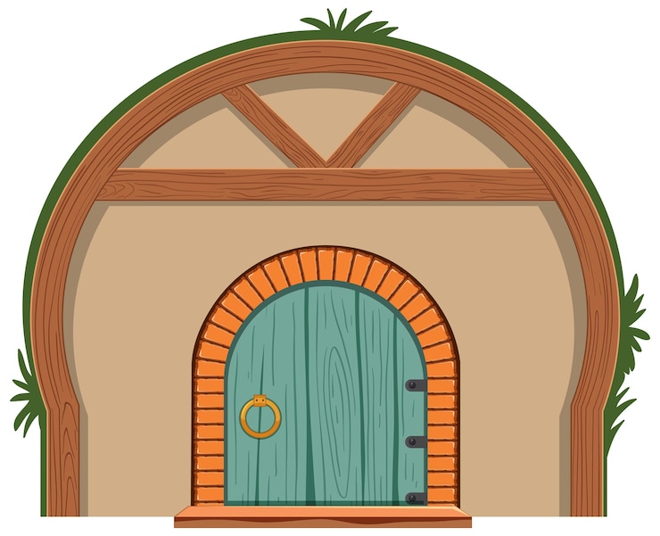 Vetor grátis casa de hobbit isolada no fundo branco