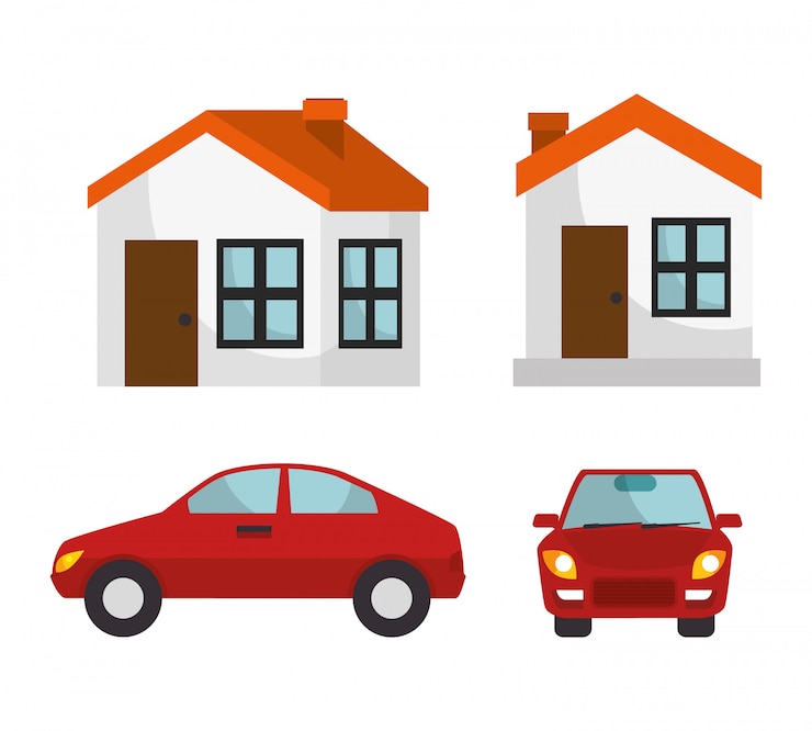 Vetor grátis casa seguro casa carro proteção design