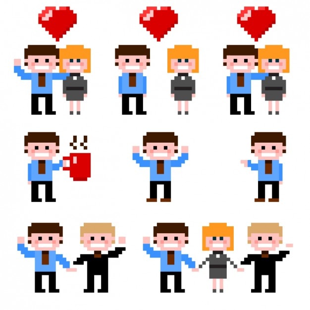 Vetor grátis casais de negócio pack pixelizada