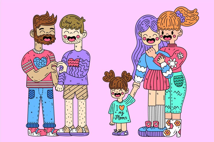 Vetor grátis casais do dia do orgulho sendo felizes e apaixonados
