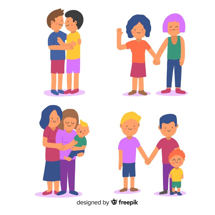 Vetor grátis casais e famílias do dia do orgulho