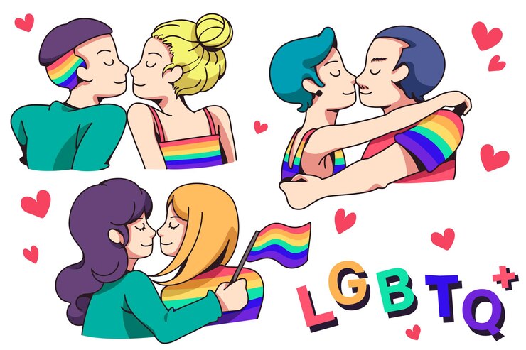 Vetor grátis casais se reúnem para mostrar sua força e celebrar o amor