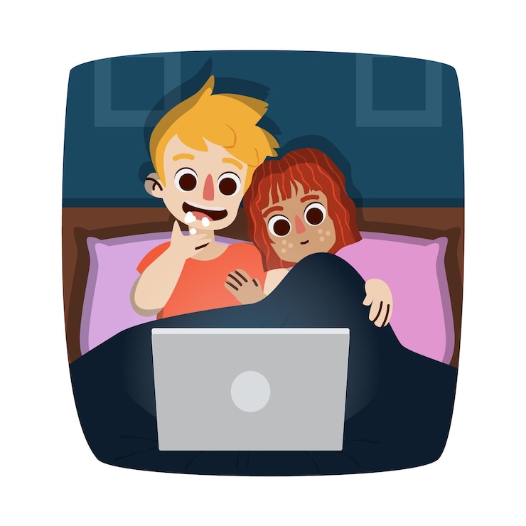 Vetor grátis casal assistindo um filme em casa