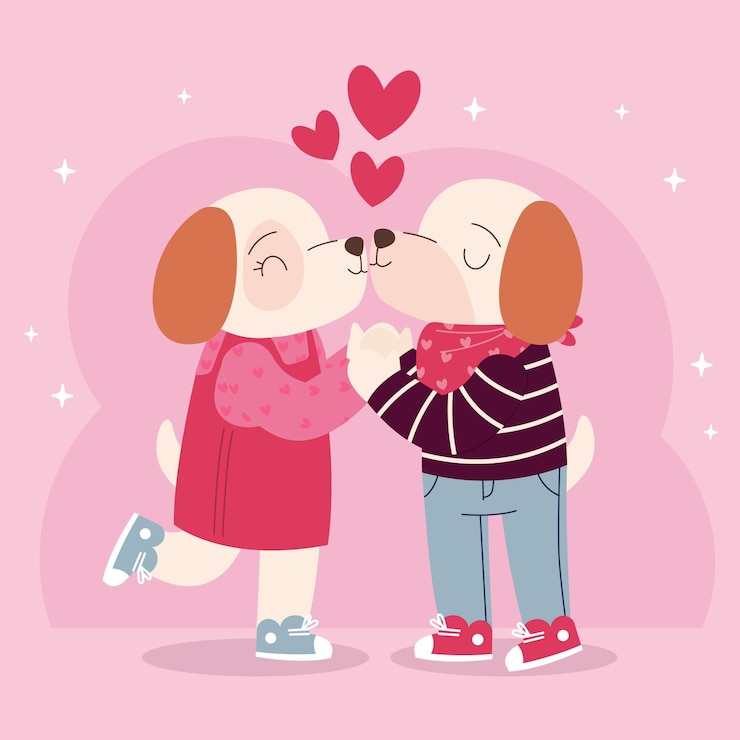 Vetor grátis casal de animais fofos para o dia dos namorados