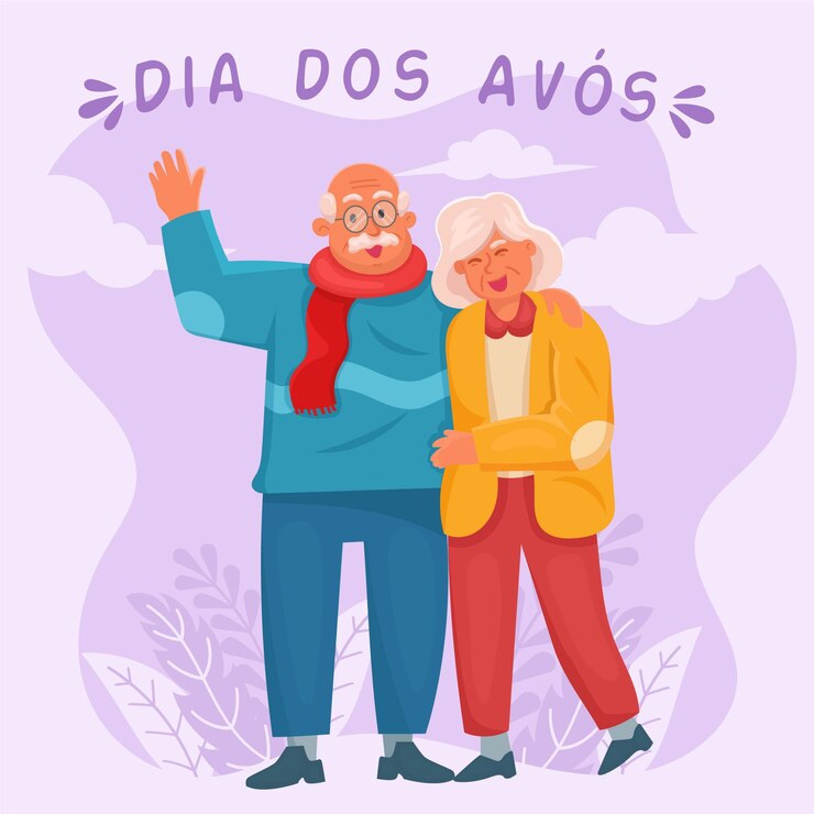 Vetor grátis casal de avós felizes de design plano