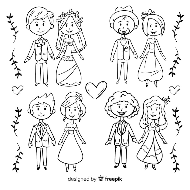 Bonequinhos de casamento desenho