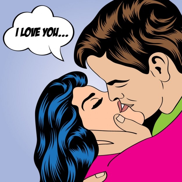 Casal dia dos namorados pop art kissing