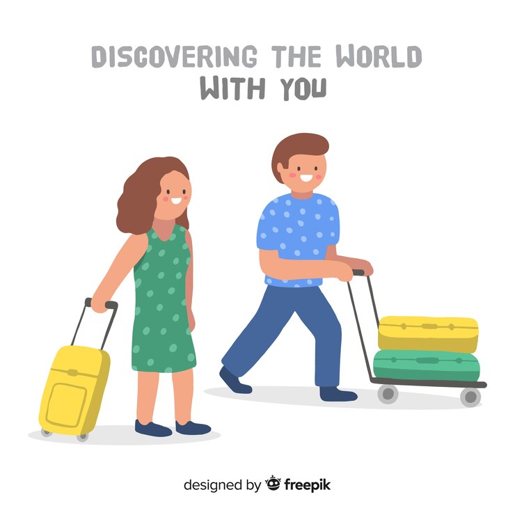 Vetor grátis casal viajando