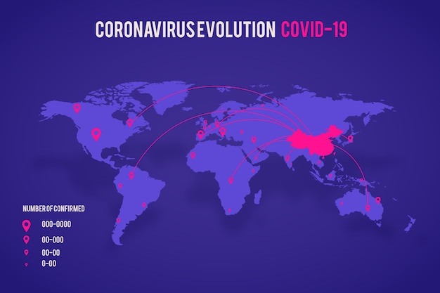 Vetor grátis casos de mapa de coronavírus