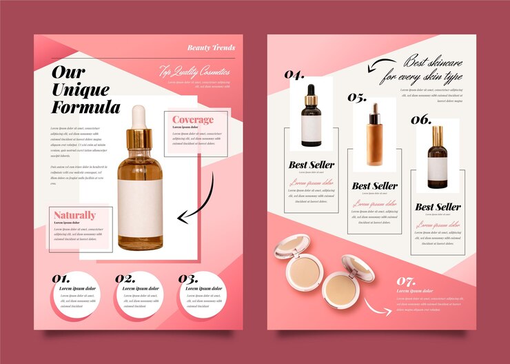 Vetor grátis catálogo de produtos de beleza gradiente com foto